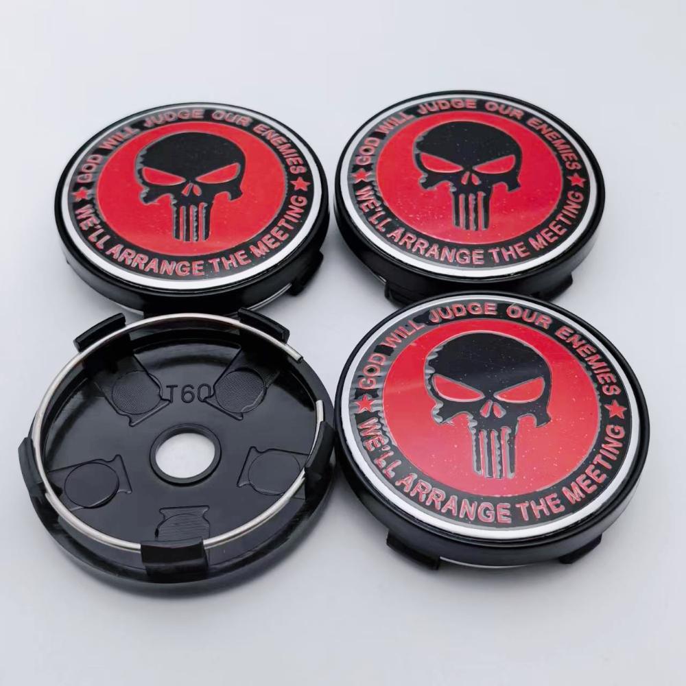 4pcs/set Skull Logo Emblem Car Wheel Center Caps 60MM 56MM Wheels Hub Cap Skulls Badge Rim Hubcaps Cover Replace Car Accessories