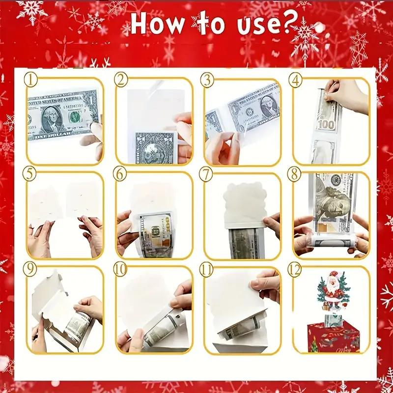 1-10PCS Christmas Gift Father Christmas Elk Christmas Tree Pattern Money Draw Surprise Box Festive Small Gifts Party Supplies