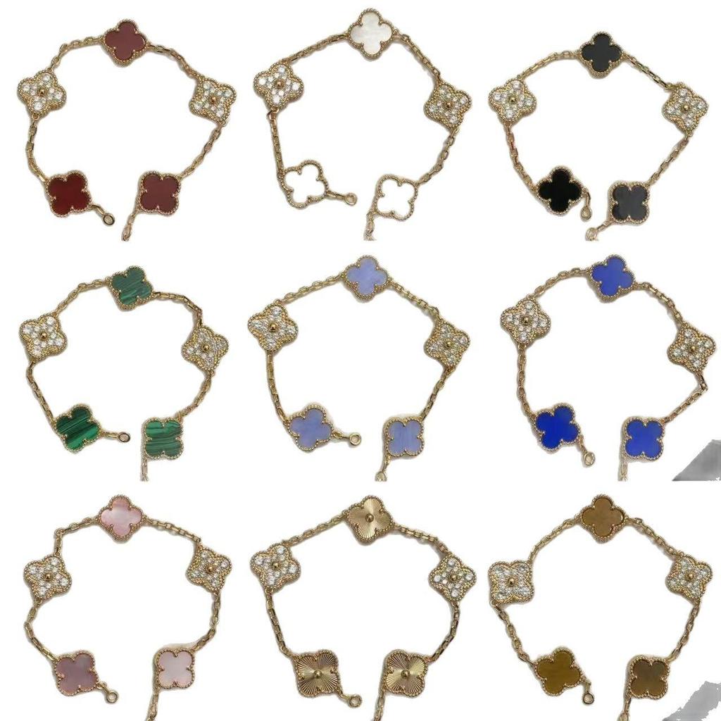 Nuova Versione Bracciale Quadrifoglio Cinque Fiori Agata Rossa Naturale Madreperla Bianca Bracciale da Donna Bracciale Laser