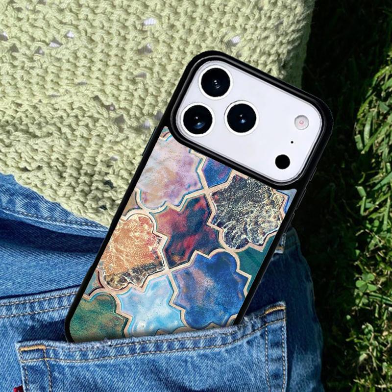 art Decorative Moroccan Tile Phone Case Cover for IPhone 11 12 13 14 15 16e 17 Pro Max Coque for IPhone 17 Air