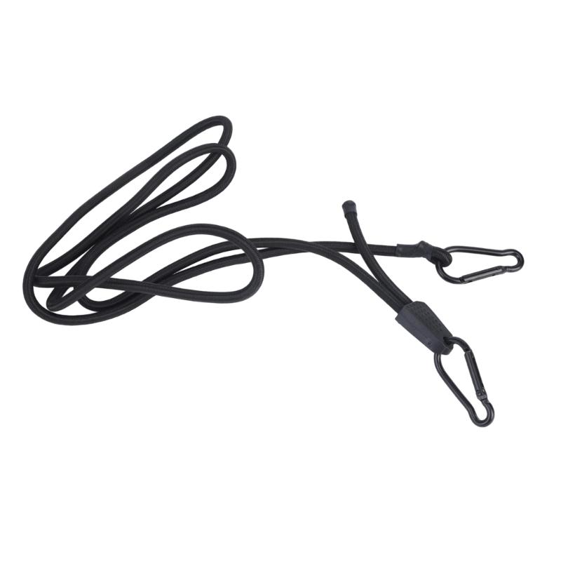 Latex Fastening Cord with Metal Spring-Gate Ends, Black Stretch Tie Down for Tool Grouping and Garage Organization