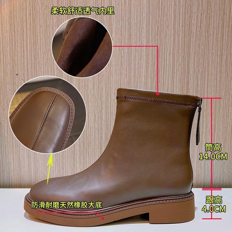 New retro Martin boots women's autumn and winter thick heel short boots women's versatile thin boots casual women's boots trend