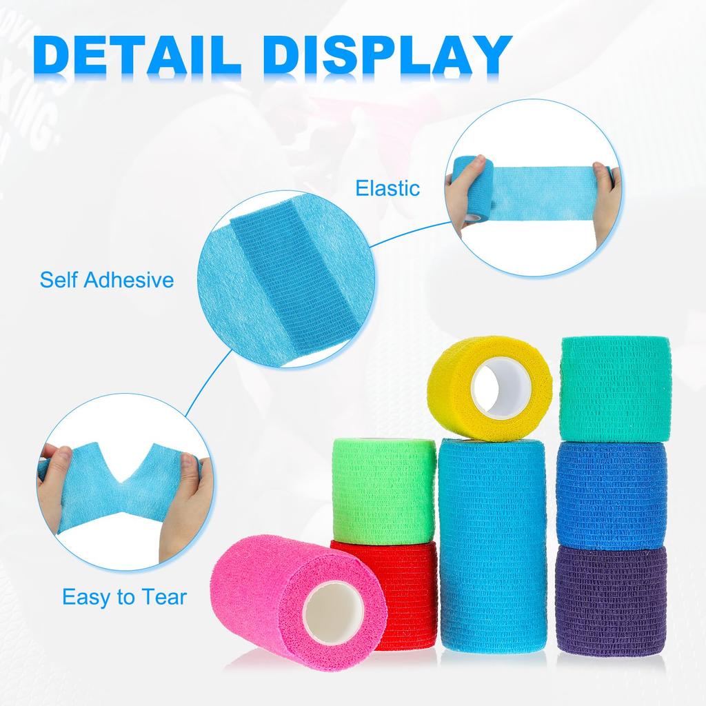 PATIKIL Bandage 16 5 Wrap for Athletic and Outdoor Sky Blue 1"/2"/3"/4" Self-Adhesive Wraps, Count, Yards, Elastic, Breathable, Self-Adhesive Tape,