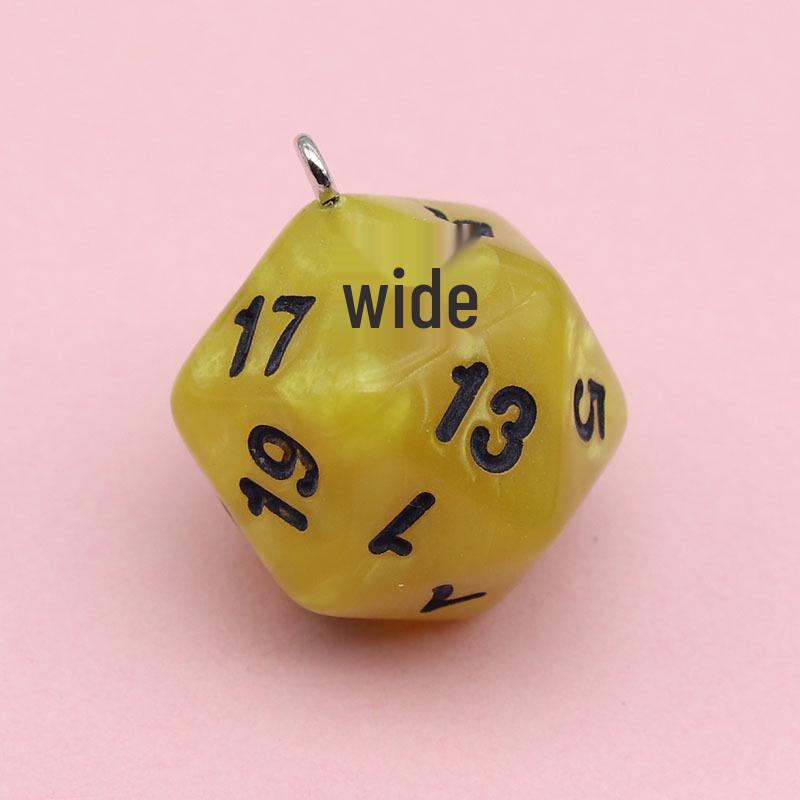 20-Sided Pearl Acrylic Dice Shaker Bag Keychain Pendant for DIY Jewelry