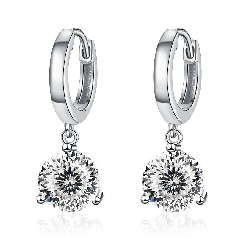 1ct/ 2ct/4ct Moissanite Diamond Earrings S925 Sliver Orginal Drop Earring Wedding Bride Jewelry with for Women