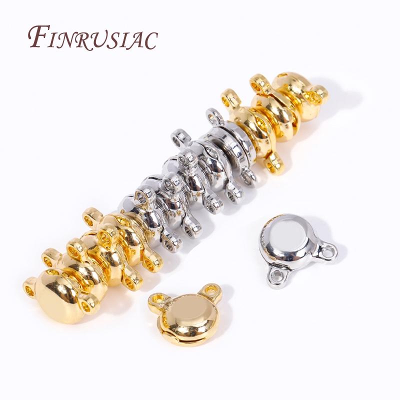 18K Gold Plated Brass Metal Round Magnetic Clasps Closure Magnet End Clasp Connectors For Jewelry Making Accessories Findings