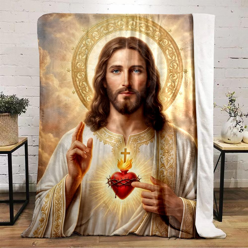 Sacred Heart Religious Icon BlanketFlannel blanket for bedroom, living room, sofa, and nap