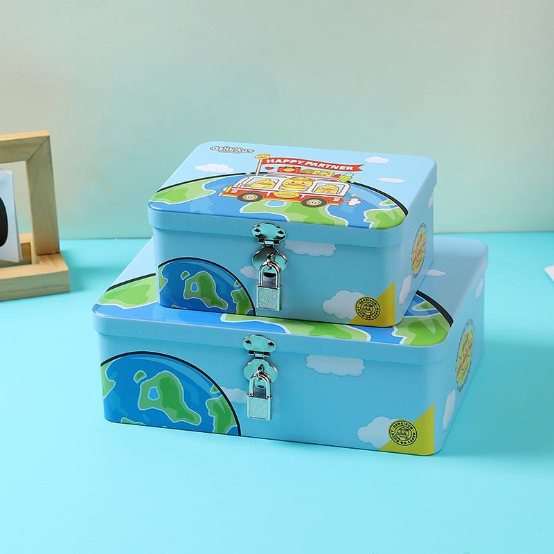 Cartoon Iron Pattern Box For Desk Drawer And Home Office Decoration Storage