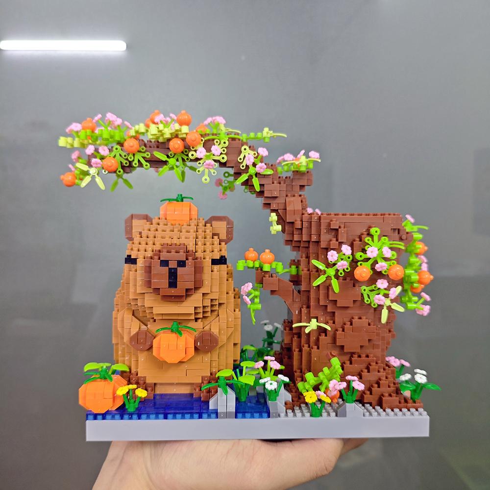 Capybara Pen Holder Model Micro Mini Building Block Toys - Ideal Diy Enthusiasts, An Educational And Decorative Toy For Desks