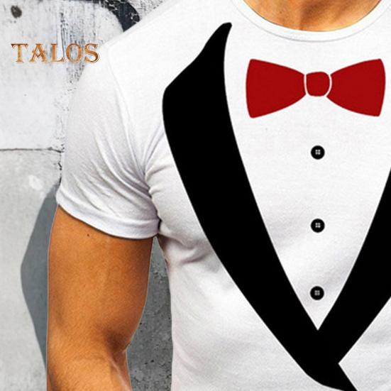 Herren T-Shirt mit gefälschtem zweiteiligem Anzugmuster, Pullover, Oberteile, Rundhalsausschnitt, kurzärmeliges T-Shirt, atmungsaktiv, für den Alltag