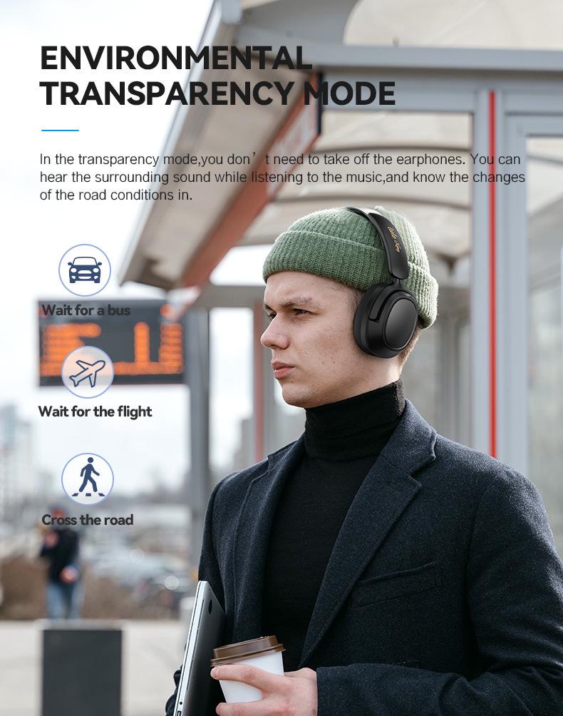 Dual-Feed Low-Latency Wireless Noise-Cancelling Bluetooth Headphones with Long Battery Life and 2.4G Connectivity