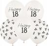 Balony Lateksowe Białe Czarne Kokardki Kokardy Happy 18 Urodziny Party 5Szt