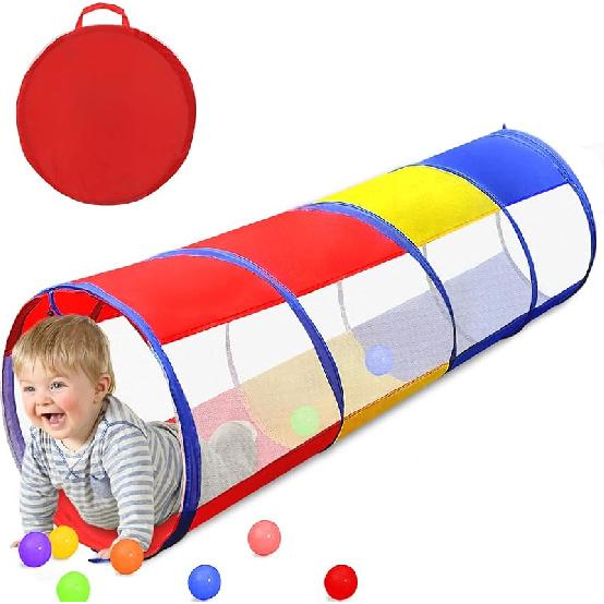 Kids Play Tunnel for Toddlers, Large 21  Colorful Rainbow Pop Up Crawl Through Tunnel Tent for Baby or Pet with Breathable Mesh, Indoor & Outdoor Mesh Crawling Tunnel