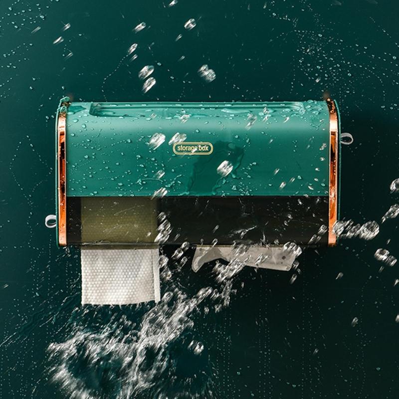 Waterproof Tissue Box Wall Mounted Paper Roll Holder Paper Dispenser for Hotel Home Bathroom Kitchen Toilet Decorations