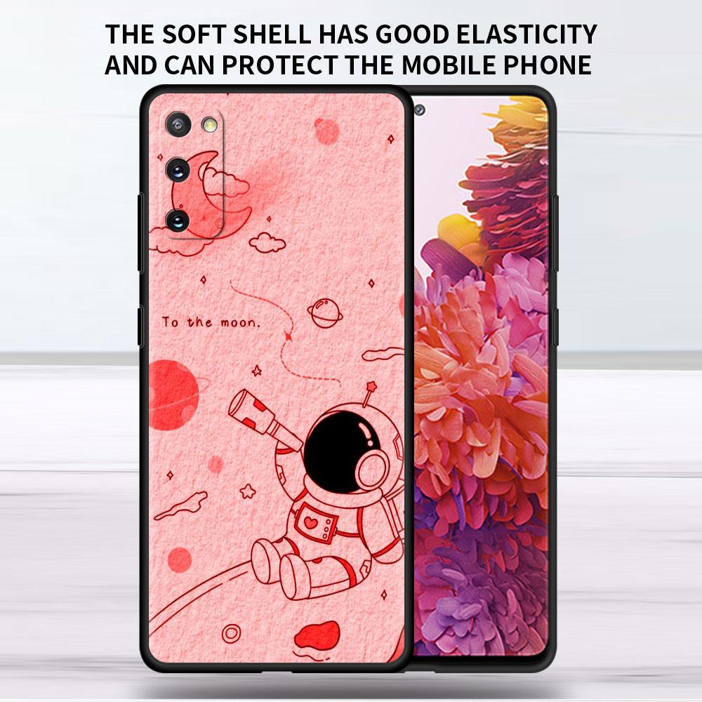 Soft Case For Samsung Galaxy Note 20 Ultra 10 Plus Lite A50 A70 A20 A40 A20e 9 8 A60 A10e Phone Cover Cartoon Cool Astronaut Sac