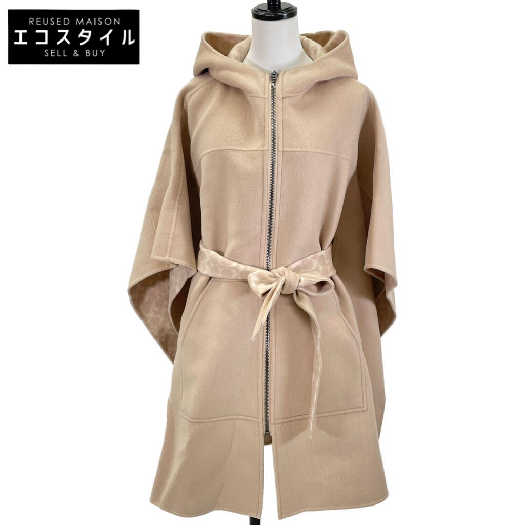 Coach 11003658 Beige Wool X Cashmere Signature Lining Belted Cape Coat Coat XS/S beigeUsed