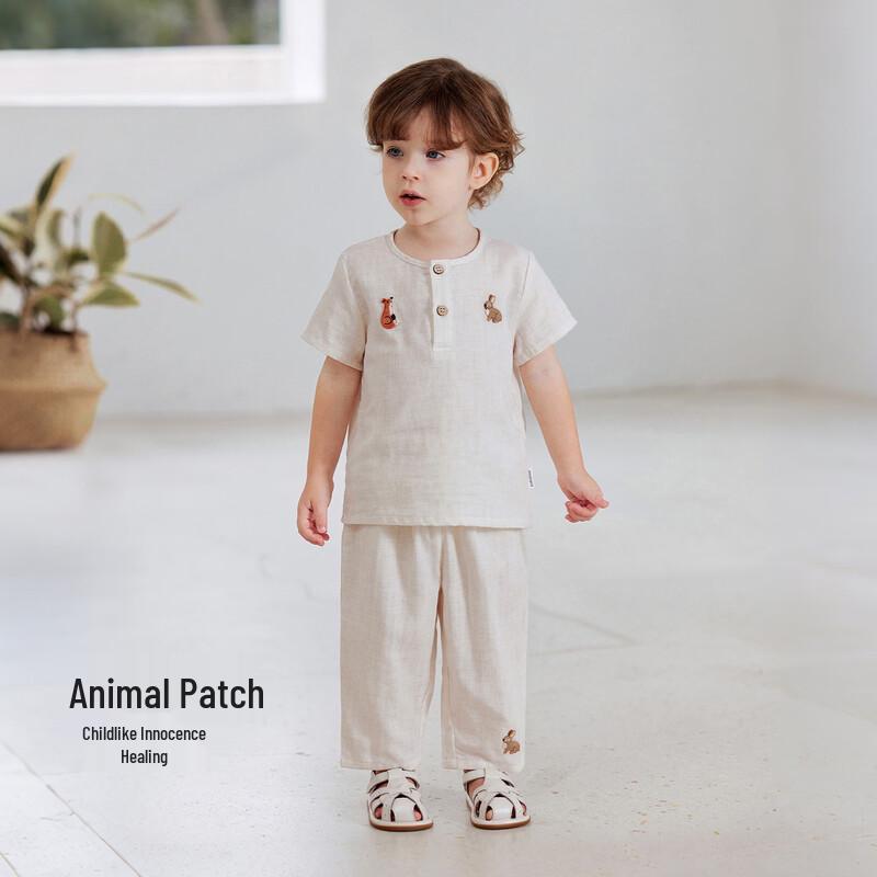 Babylove Unisex Embroidered Cotton Linen T-Shirt