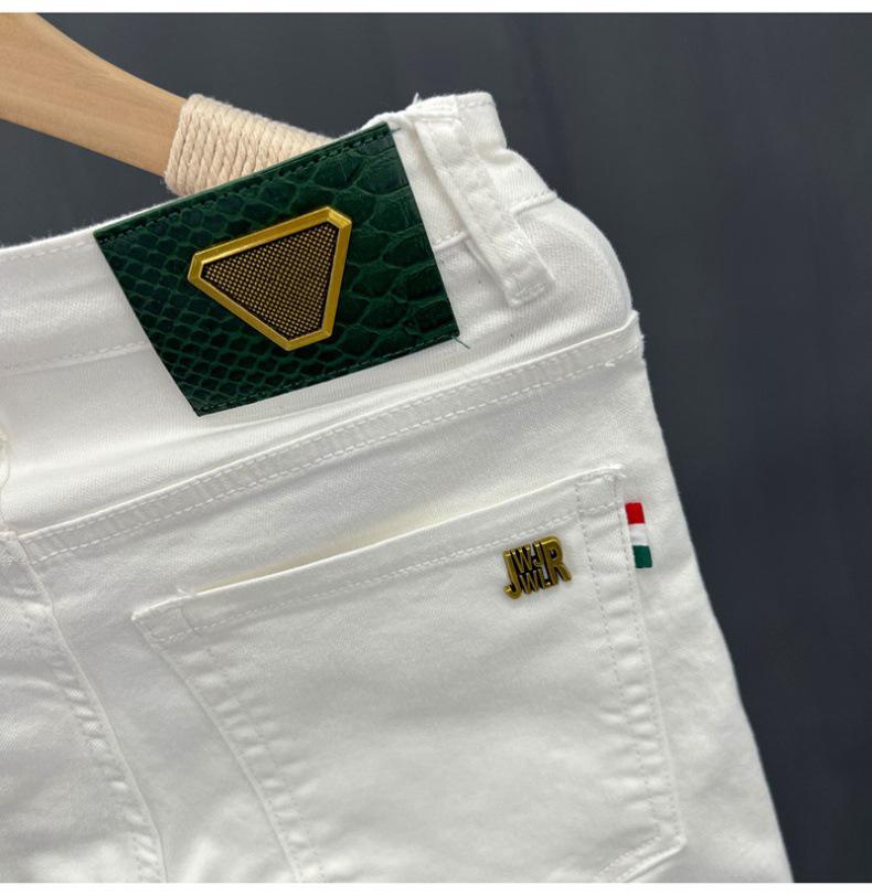 Men's White Slim Straight Nine-Point Summer Jeans - Versatile Business Casual Fashion