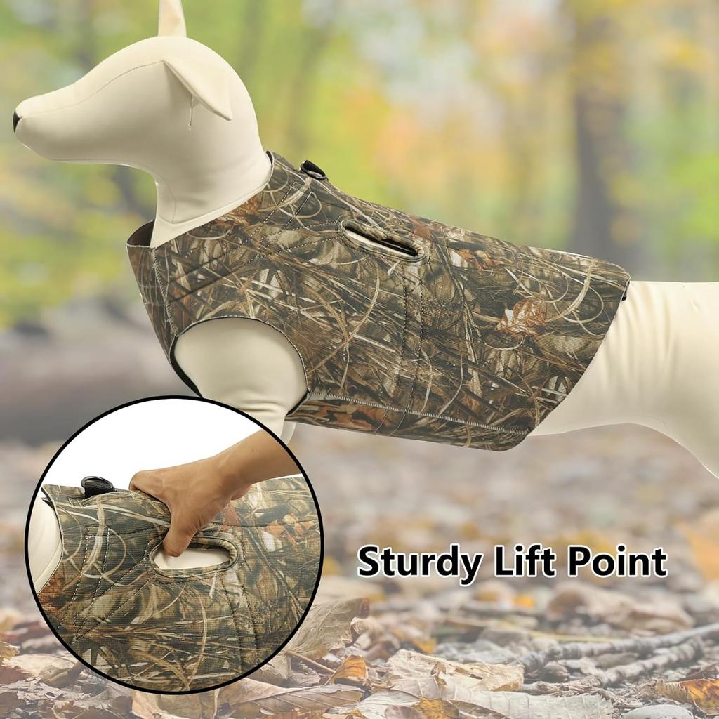 HUNTPAL Hunting Dog Vest Harness Parka for Large Dogs, Soft Padded Reflective Adjustable No Pull Pet Coat with Lift Handle and Leash Clip for Walking