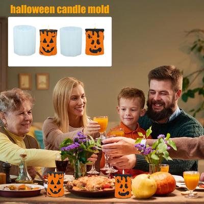 Candle Casting Halloween Mold Ghost Face Pumpkin Candle Mold Reusable Silicone Tool Crafting Decoration Moulds For Beginners
