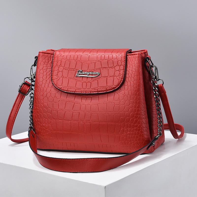 Trendy Fashion Shoulder Bag For Women 2023 New Pu Material Crocodile Pattern Large Square Bag Black White Red