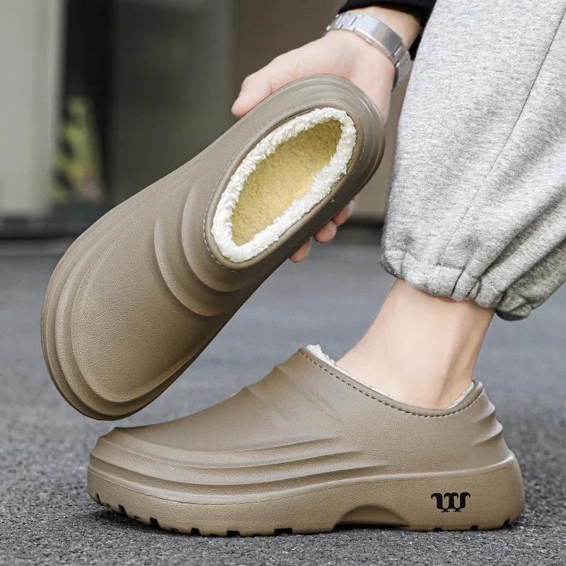 2025 Neue Mode Baumwollpantoffeln Herren Winter Warm Zuhause Baumwollschuhe Wasserdichte Gartenschuhe Indoor Slipper Schlichte Schuhe