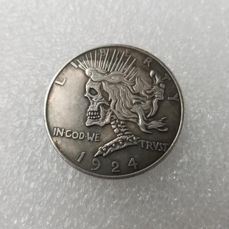 Antique Silver-Plated Skull Wanderer Morgan Coin Round 59279170