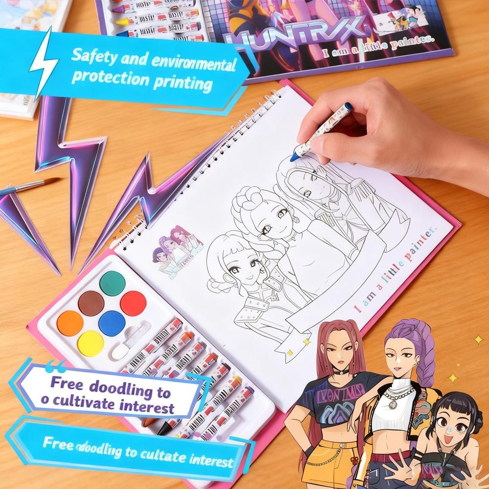 Kinder Kpop Dämonenjäger Malbuch - Cartoon & Anime Strichzeichnungen, Kleinkind Skizzenbuch | Weihnachtsgeschenk für Kinder