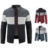 2025 Men's Autumn Winter Plus Velvet Stand Collar Zipper Cardigan Sweater Jacket