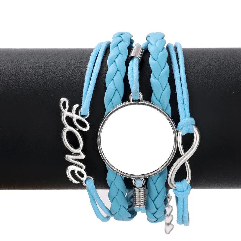 Sublimation Woven Leather Rope Bracelet Casual Jewelry Bracelets DIY Heat Transfer Blanks For Creative Fashion Jewelry Gifts