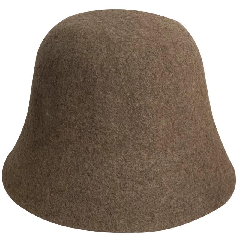 Pălărie coreeană tip bucket din lână simplă pentru femei, pentru toamnă și iarnă, care pune în valoare fața, față mică, cap mare, pălărie de pescar, nouă pălărie neagră tip bazin