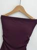 Irregular Slit Padded Bandeau Summer Top with Ruched Waist