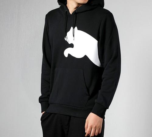 PUMA Puma Cougar Large Logo Knitted Hoodie Men’s Black
