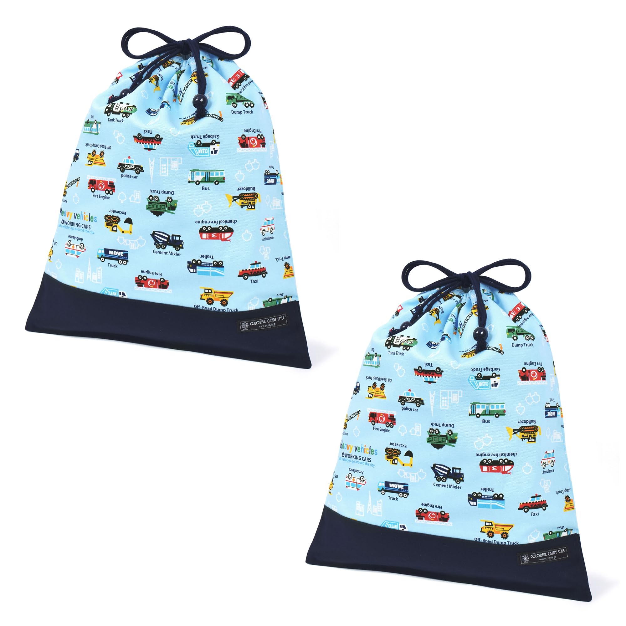 

COLORFUL CANDY STYLE Large Drawstring Gym Clothes Bag Name Handles with Full Throttle Working Vehicle Set of Cool Gym Clothes Gym Clothes Change of