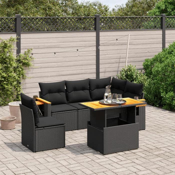 VidaXL Garden Lounge Set with Cushions 6 Pcs, Patio Sofas, Patio Furniture Set, Outdoor Furniture, Black 3273519