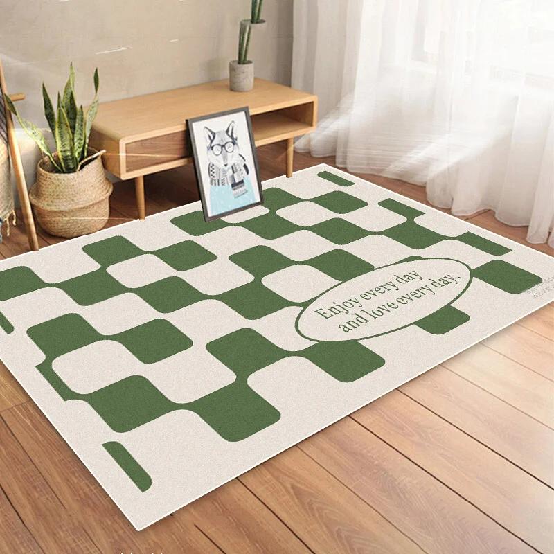 Cream Tone Geometric Area Rug – Modern Non-Slip Living Room Carpet, Washable Floor Mat for Bedroom Bedside Decor