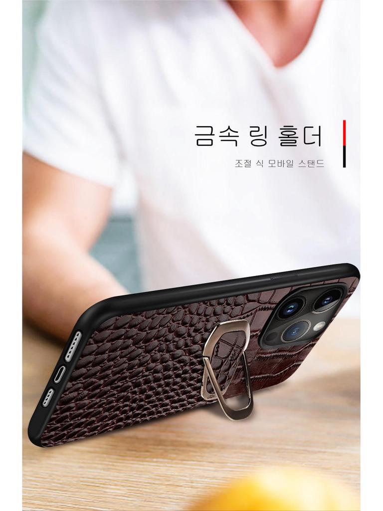 Apple 15 Handyhülle 14Pro 12ProMax Rindsleder Krokodil Muster Magnethalterung Aufkleber