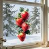 Strawberry Window Cling Watercolor Fruits Static Glass Decals Reusable Waterproof Sticker for Bathroom Kitchen Home Glass Window