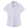 Women's Office Work Shirts Short Sleeve Button Down Shirts V Neck Collared Blouse Summer Classic-Fit Tops Ladies Business Blouses