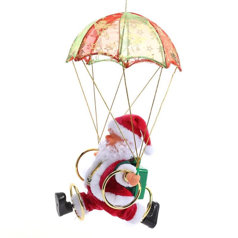 Electric Santa Claus Parachute Turn Circle Acrobatics Plush Toy Christmas Children Toy
