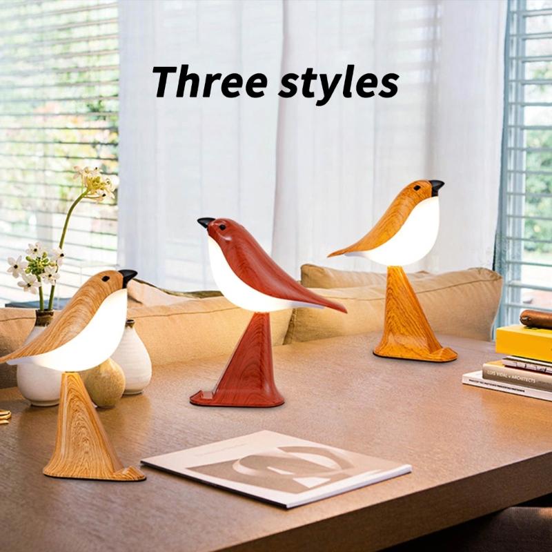 Portable Small Bird Lamp with Timer and Bird Call Feature Rechargeable 3 Way Dimmable Bedside Night Light for Bedroom