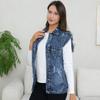 Jeans Vest Women's Long-sleeved Summer Fitted Slimming Crop Top with Hole Designs and Sleeveless Blazer-style Top