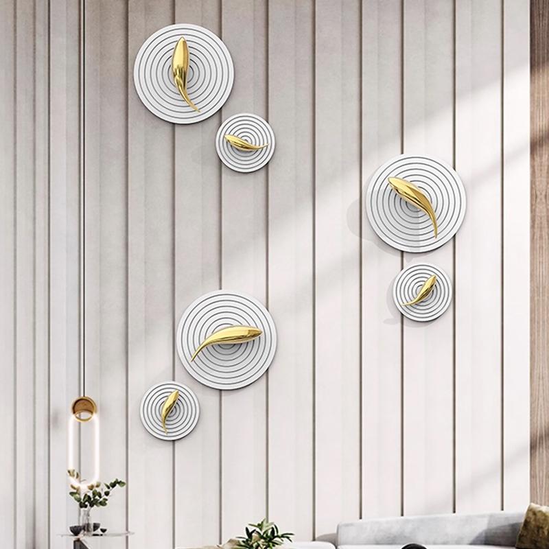 Creative Gold Plating Stereo Fish-shaped Wall Hanging Wooden Tray Abstract Fish-shaped Wall Hangings Background Wall Decoration
