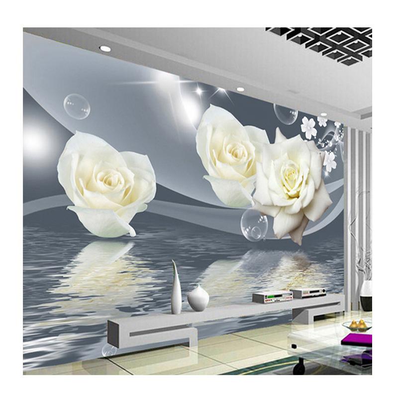 

Photo Wallpaper 3D Stereo White Rose Flower Bubble Mural Wall Paper Living Room TV Sofa Backdrop Wall Cloth Home Decor 200 cm(W) x 140 cm(H)