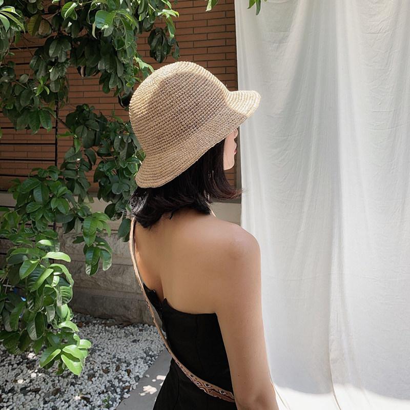 

Raffia straw hat for women, summer foldable straw hat, women s wide-brimmed sun hat, face-shading sun hat, beach hat for outings 57cm One size fits both l