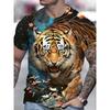 Tiger Print T-Shirt 3D Men's Shirts Summer Short Sleeved Male Pullover Oversized T-shirts Casual Tops Men Clothing