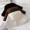 Autumn Winter Bucket Hats For Women Flat Top Retro Korean Fisherman Cap Female Vintage Solid Color New