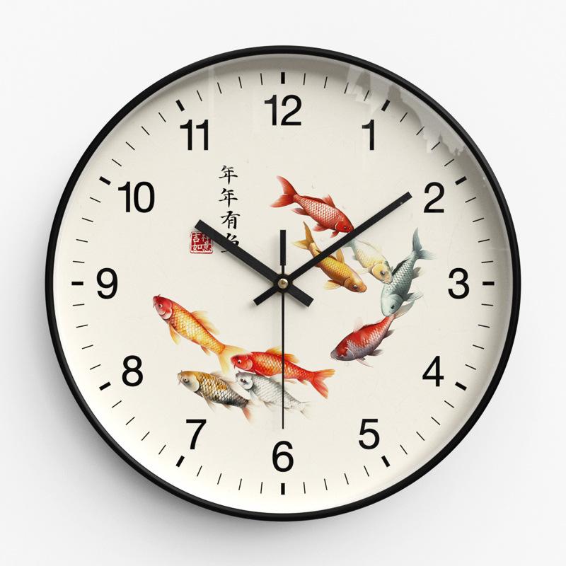 Wall Clock New Chinese Style Wall Clock Living Room Fashion Home Clock Bedroom Ultra-quiet Quartz Clock 30cm
