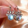 Cute Female Moon Stone Hoop Earrings Vintage Fashion Silver Color Wedding  For Women