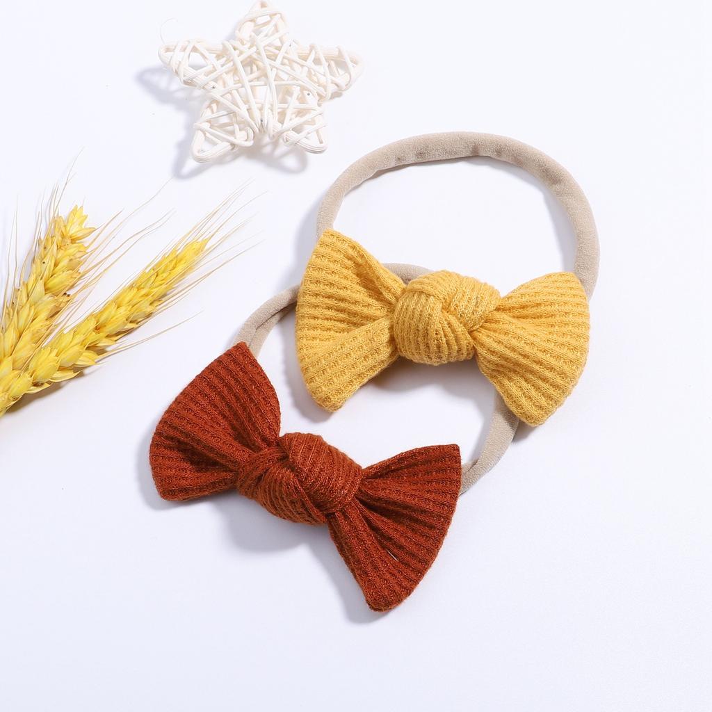 Tie Children'S Bow Headband Solid Color Knitted Waffle Baby Baby Headband Hair Accessories 2526